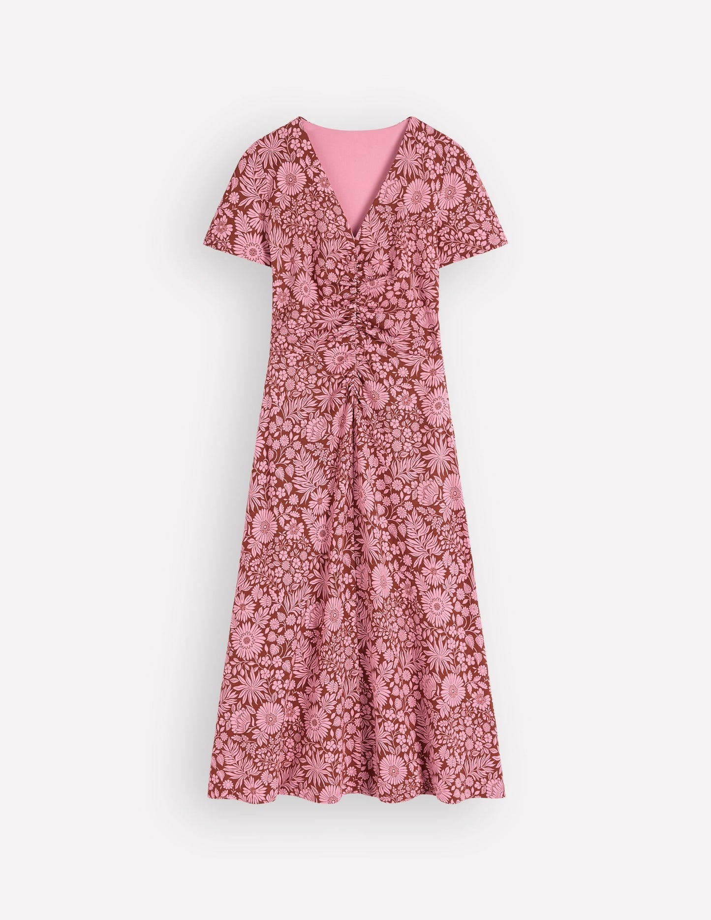 Una Ruched Front Ponte Dress-Russet, Flowerbed Bloom