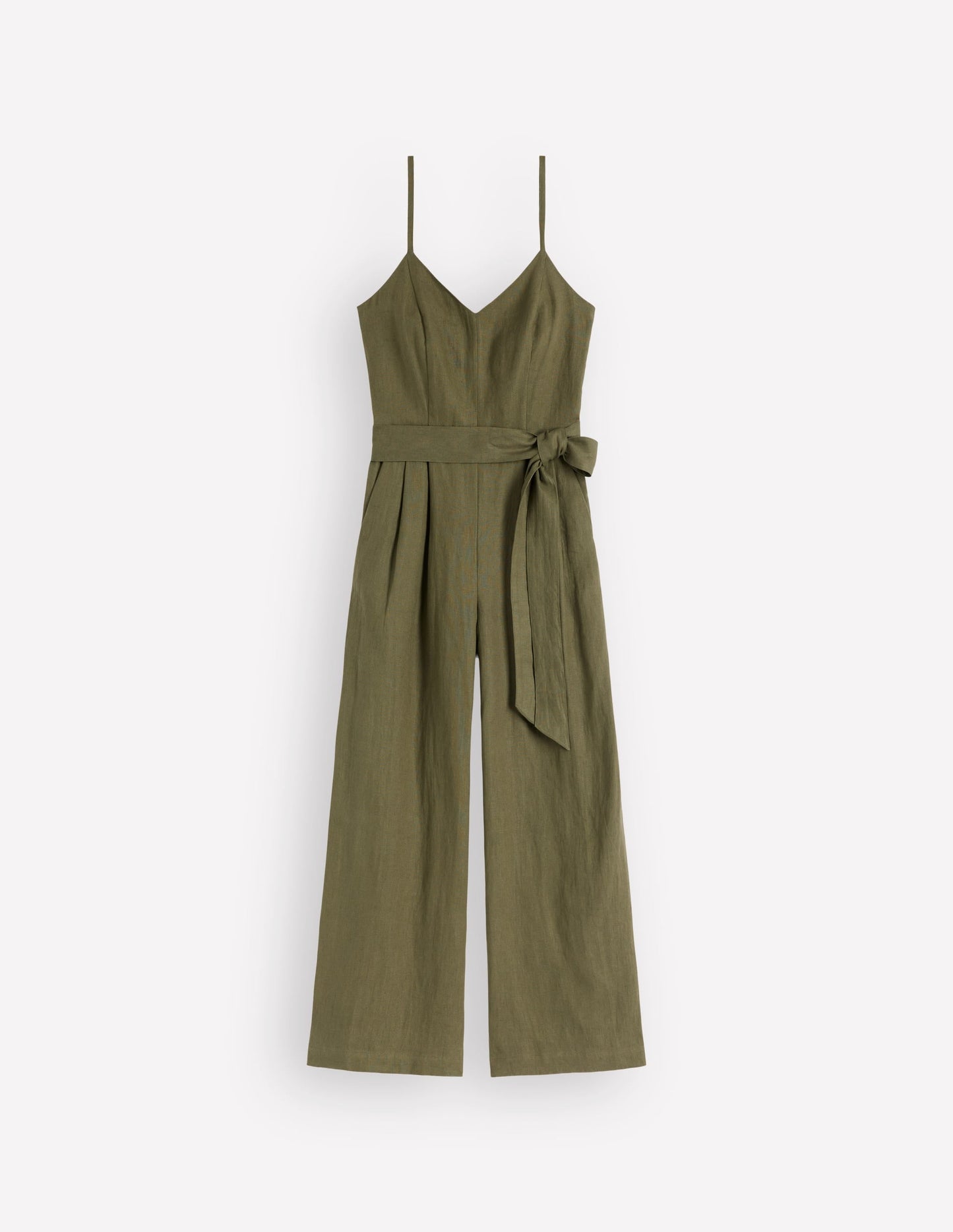 Strappy Linen Jumpsuit-Winter Moss