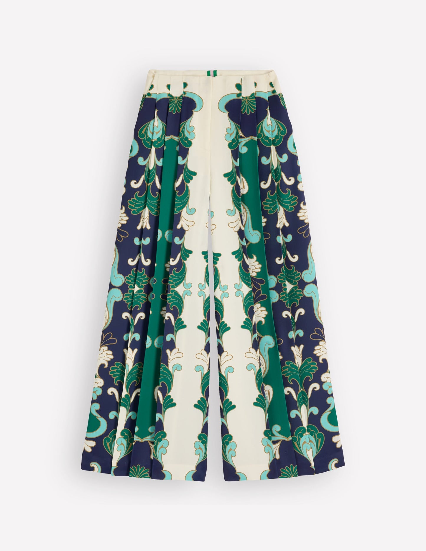 Regent Wide Leg Pants-Ivory, Foliage Whirl
