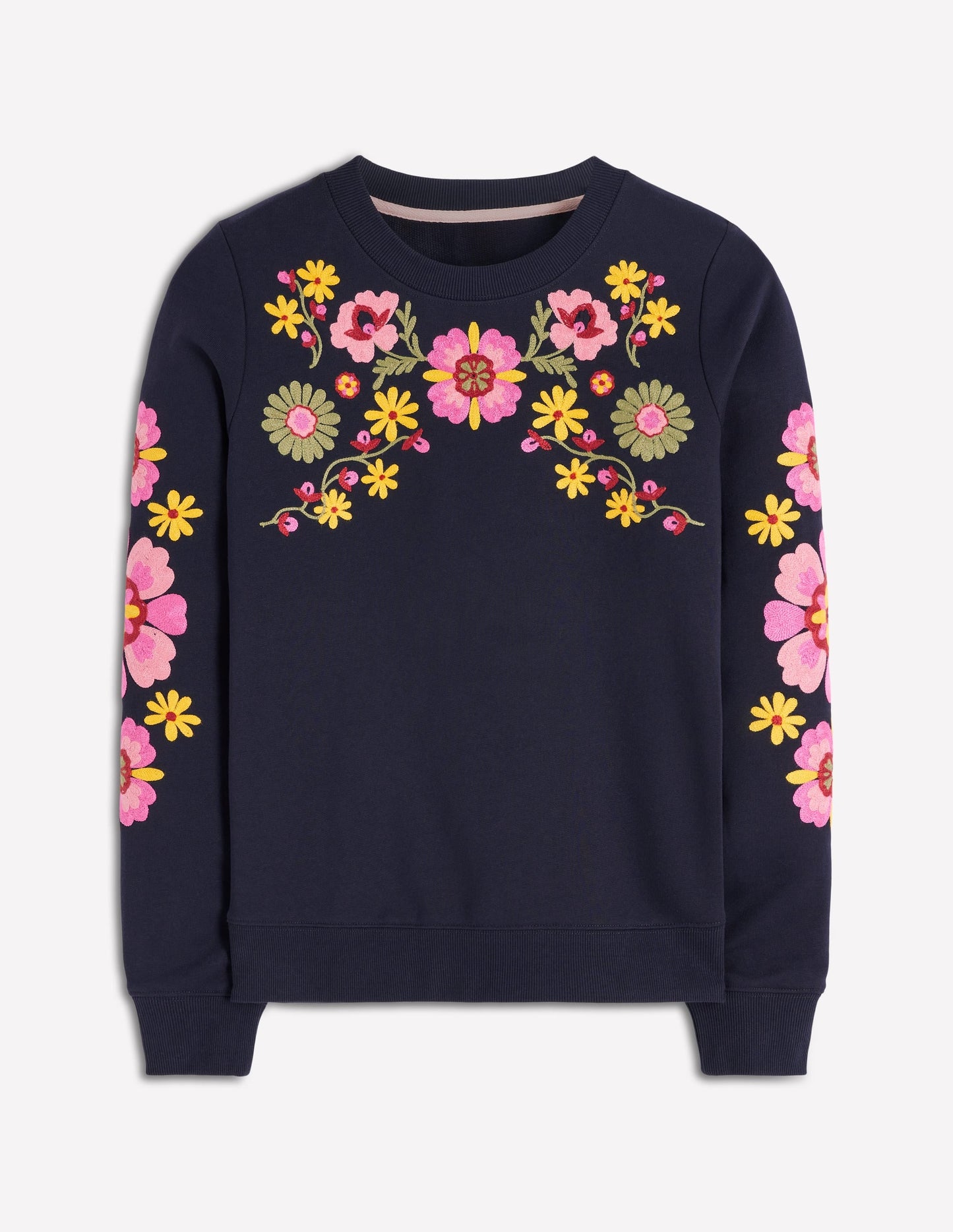 Hannah Embroidered Sweatshirt-Navy Multi Embroidery
