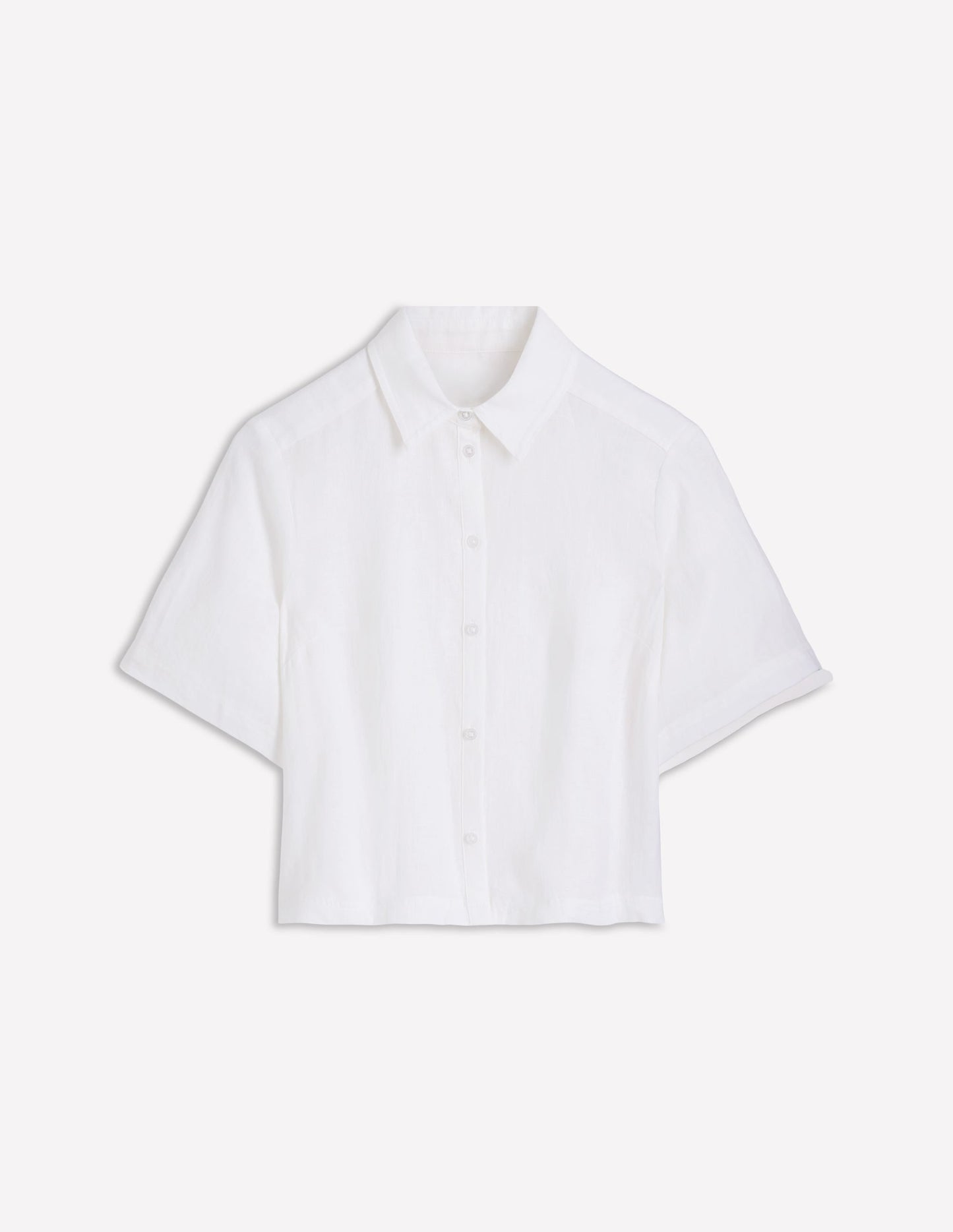 Short Sleeve Linen Shirt-White
