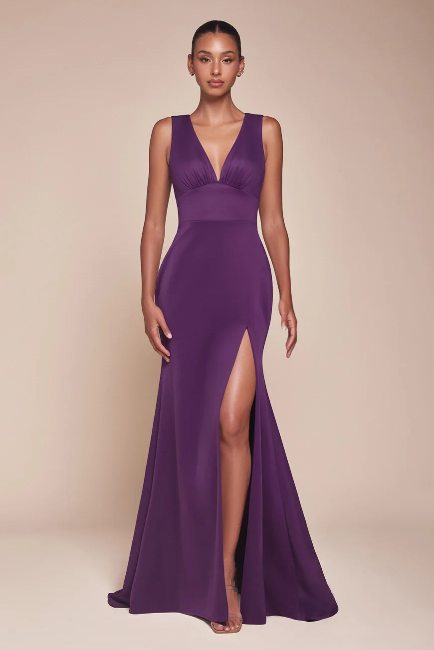 Ladivine Fitted Cutout Back Sleeveless Slit Gown