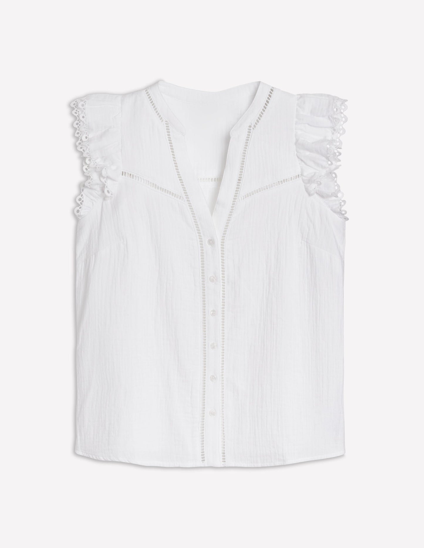 Sleeveless Double Cloth Top-White