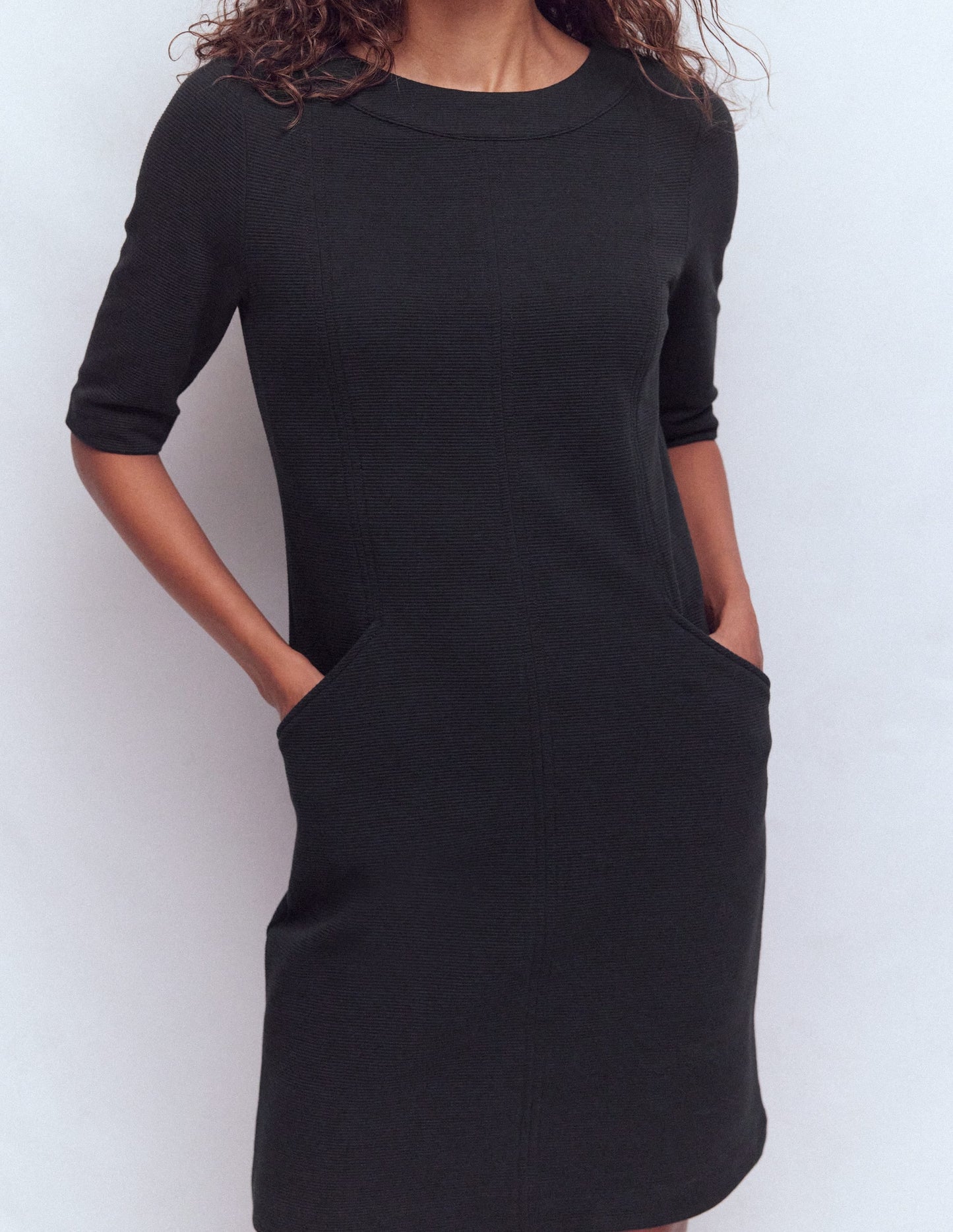 Nessa Ottoman Shift Dress-Black