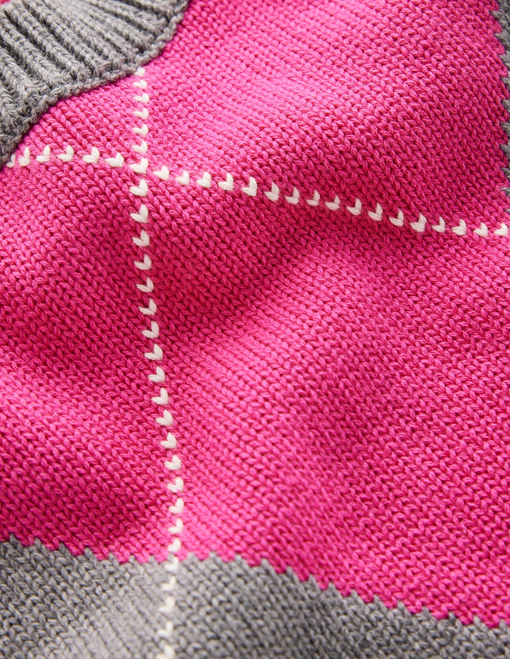Lucy Cotton Vest-Pink/Grey Argyle
