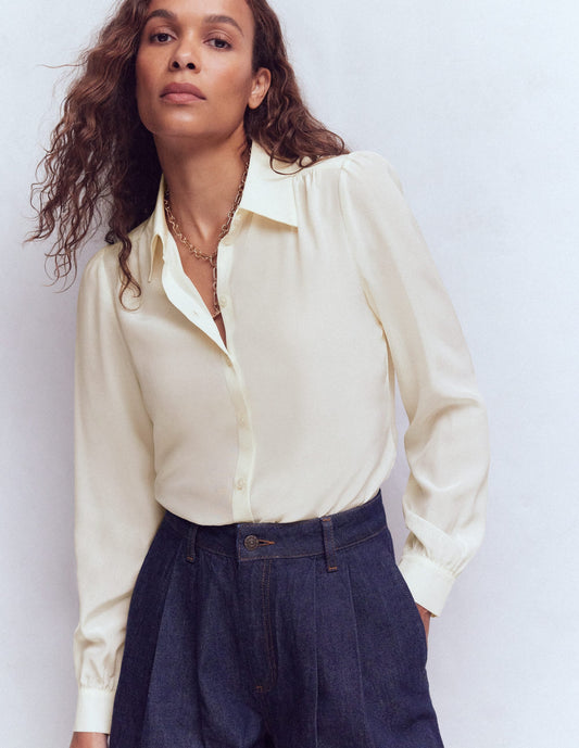 Sara Silk Shirt-Ivory