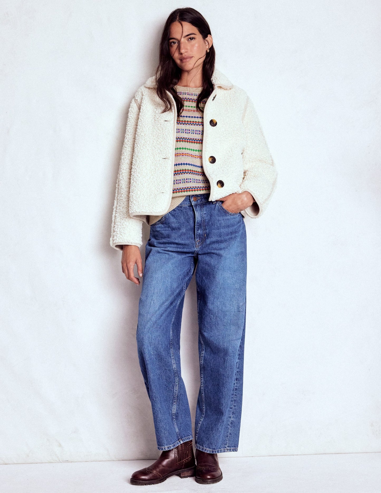 Lydia Cashmere Jumper-Oatmeal Melange Fair Isle