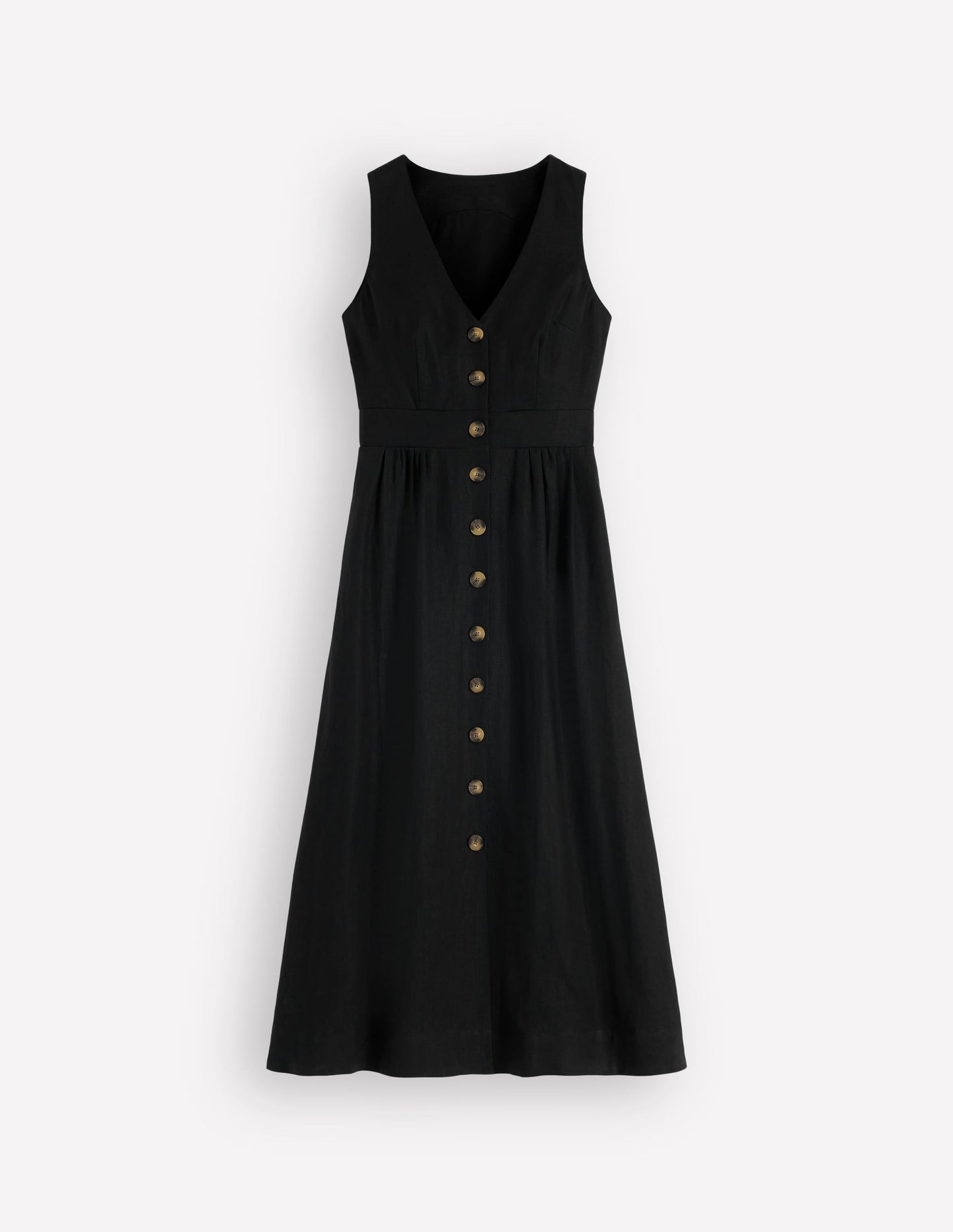 Catherine Button Linen Dress-Black