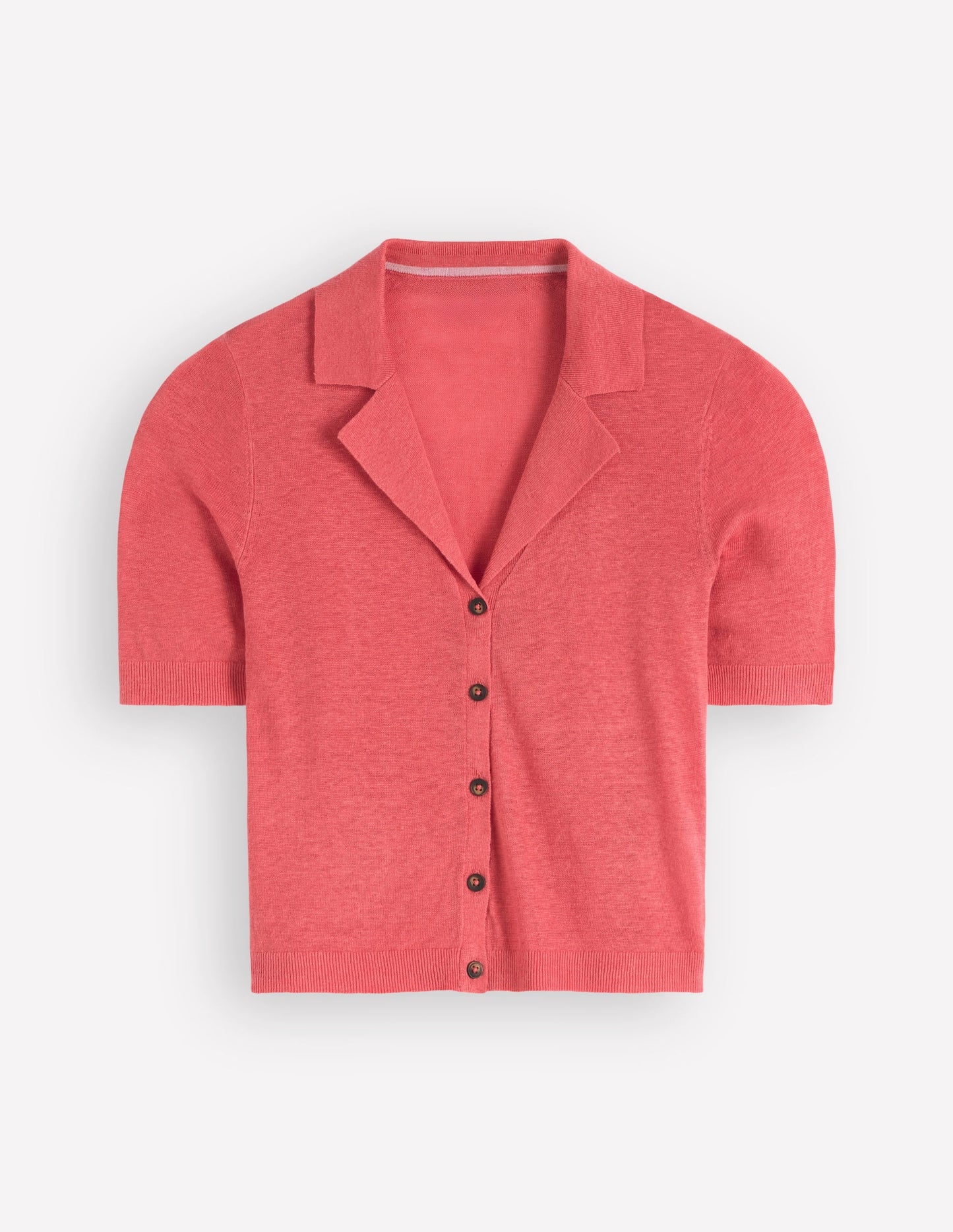 Agnes Collar Linen Cardigan-Coral