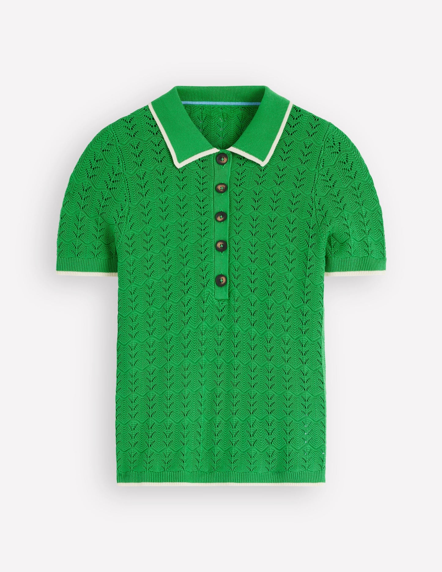 Pointelle Henley T-shirt-Online Lime