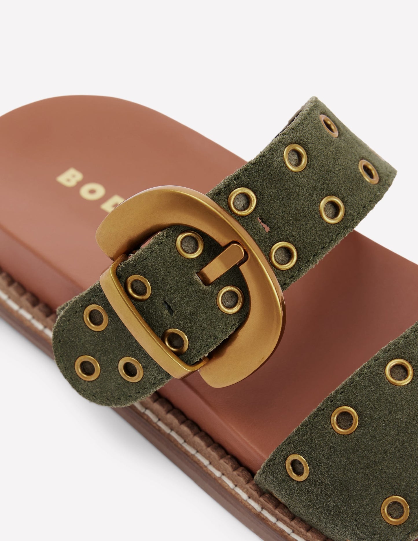 Caryl Double Strap Sandals-Deep Olive