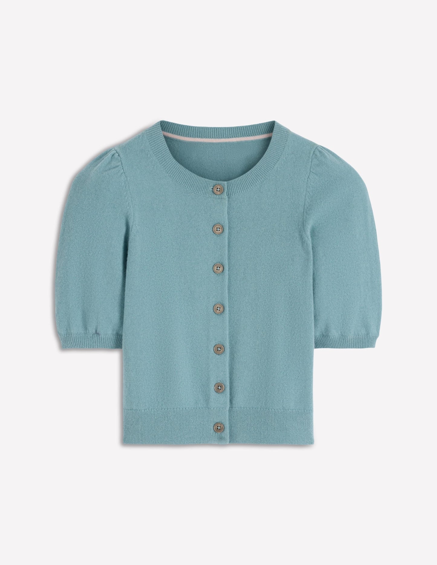 Cropped Cashmere Cardigan-Misty Blue