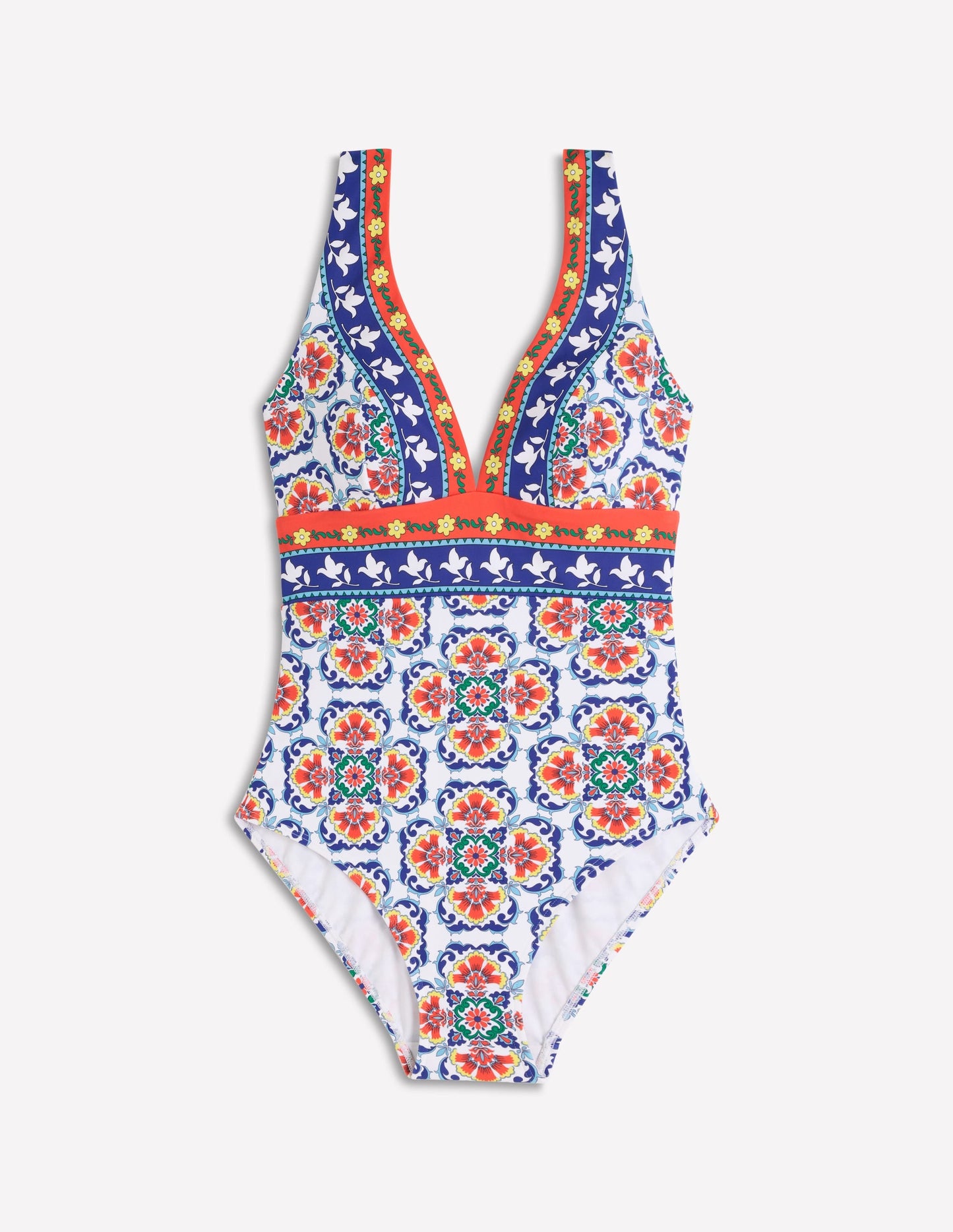 Porto V-neck Swimsuit-Multi, Ornamental Trellis