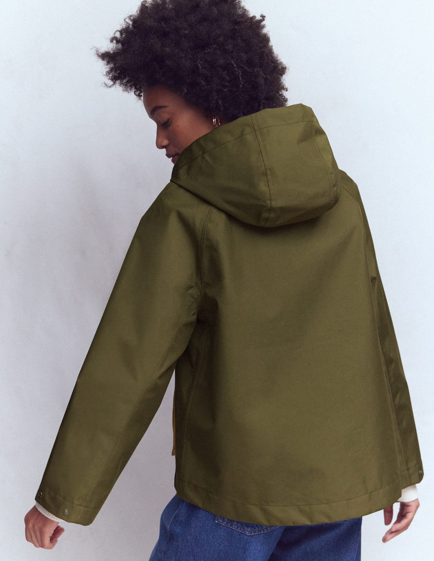 Lightweight Rain Mac-Woodland Green, Colourblock