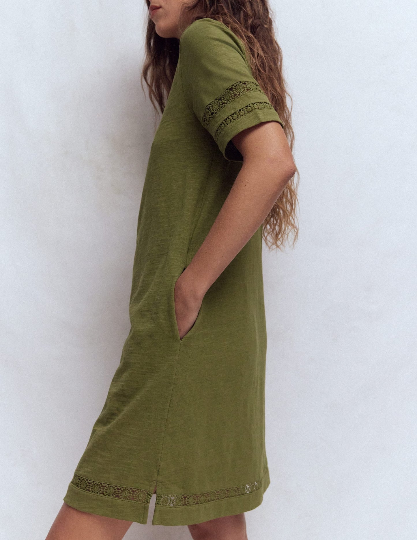 Hattie Jersey T-shirt Dress-Olive