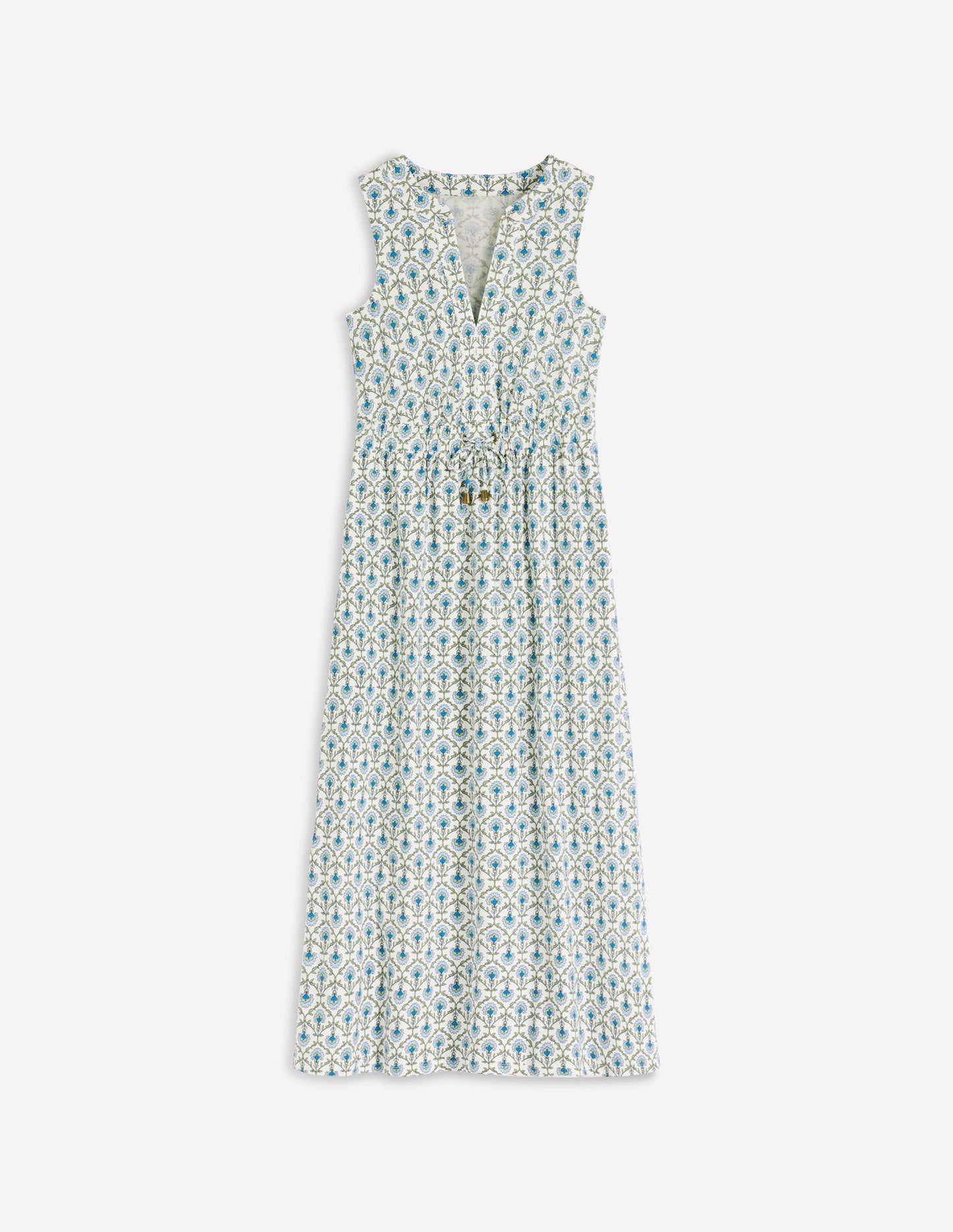 Delphine Midi Sleeveless Dress-Ivory, Flower Lattice