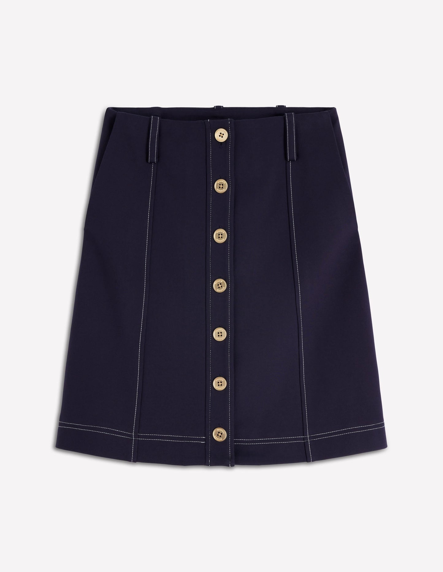 Contrast Stitch Ponte Skirt-Navy