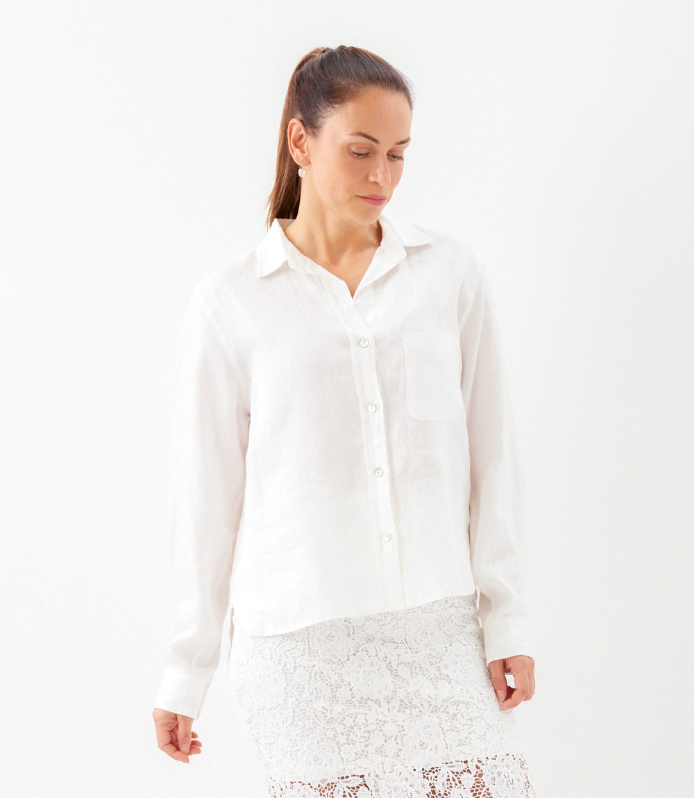Long Sleeve Linen Button-Up Shirt