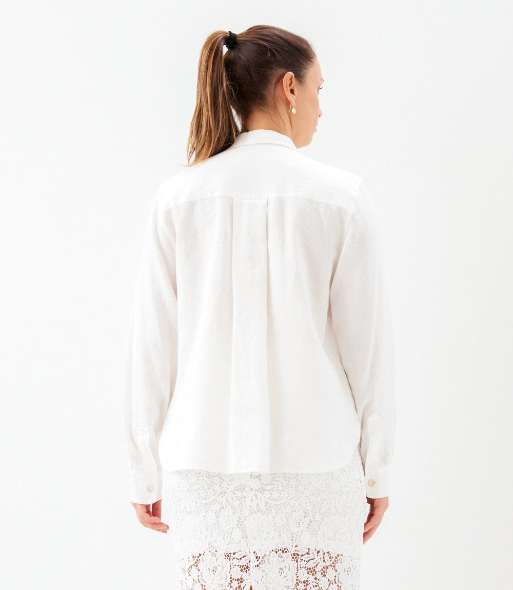 Long Sleeve Linen Button-Up Shirt