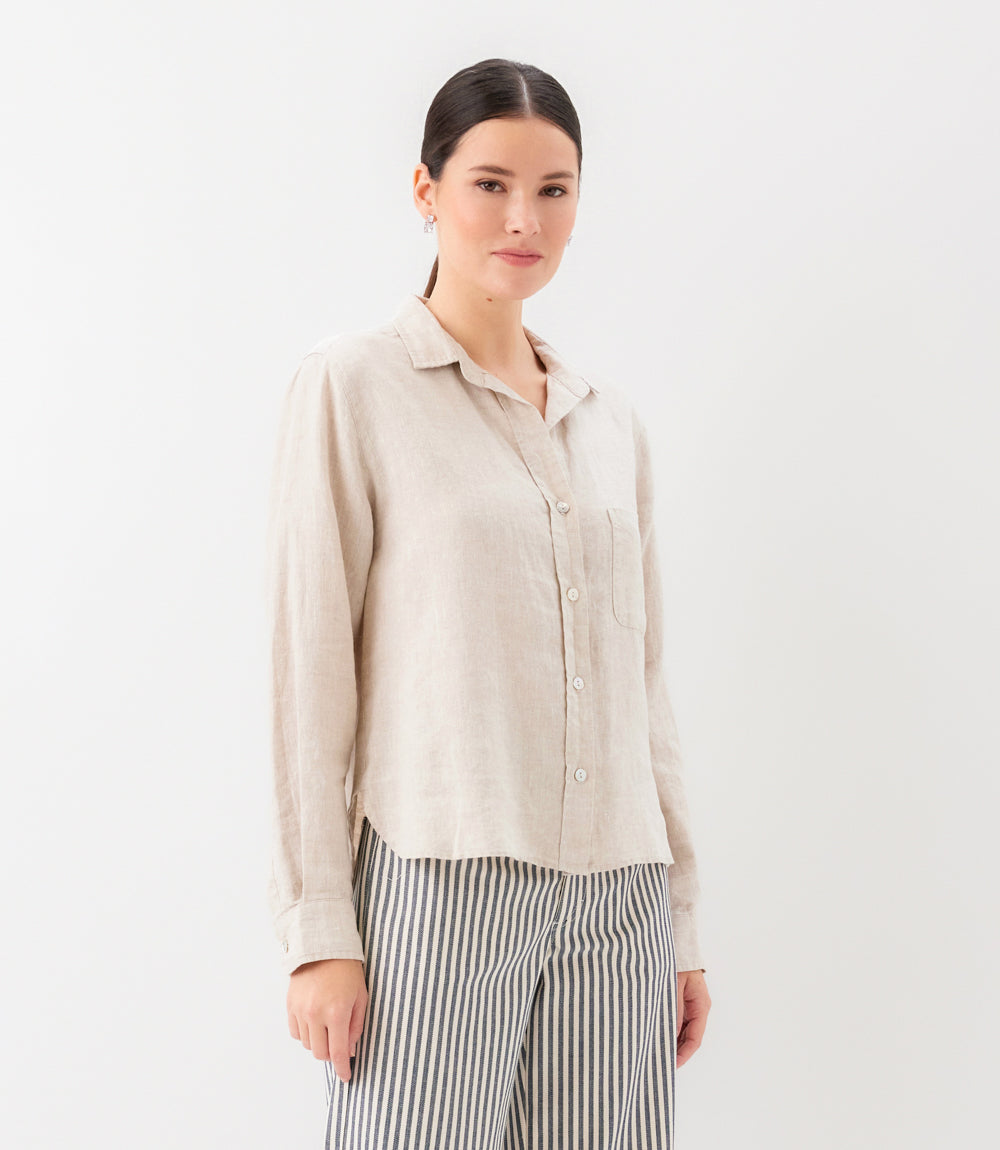 Long Sleeve Linen Button Up Shirt