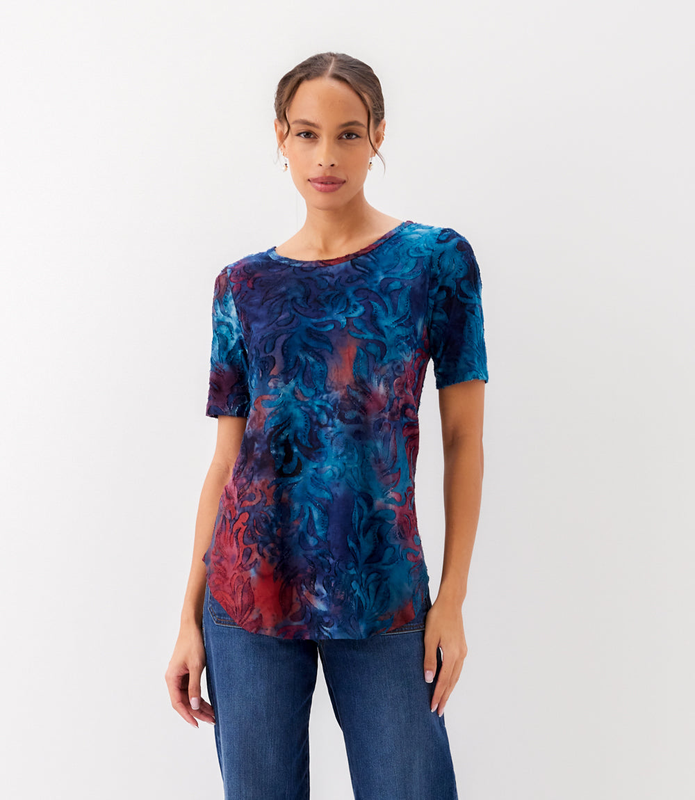 Short Sleeve Burnout Shirttail Top