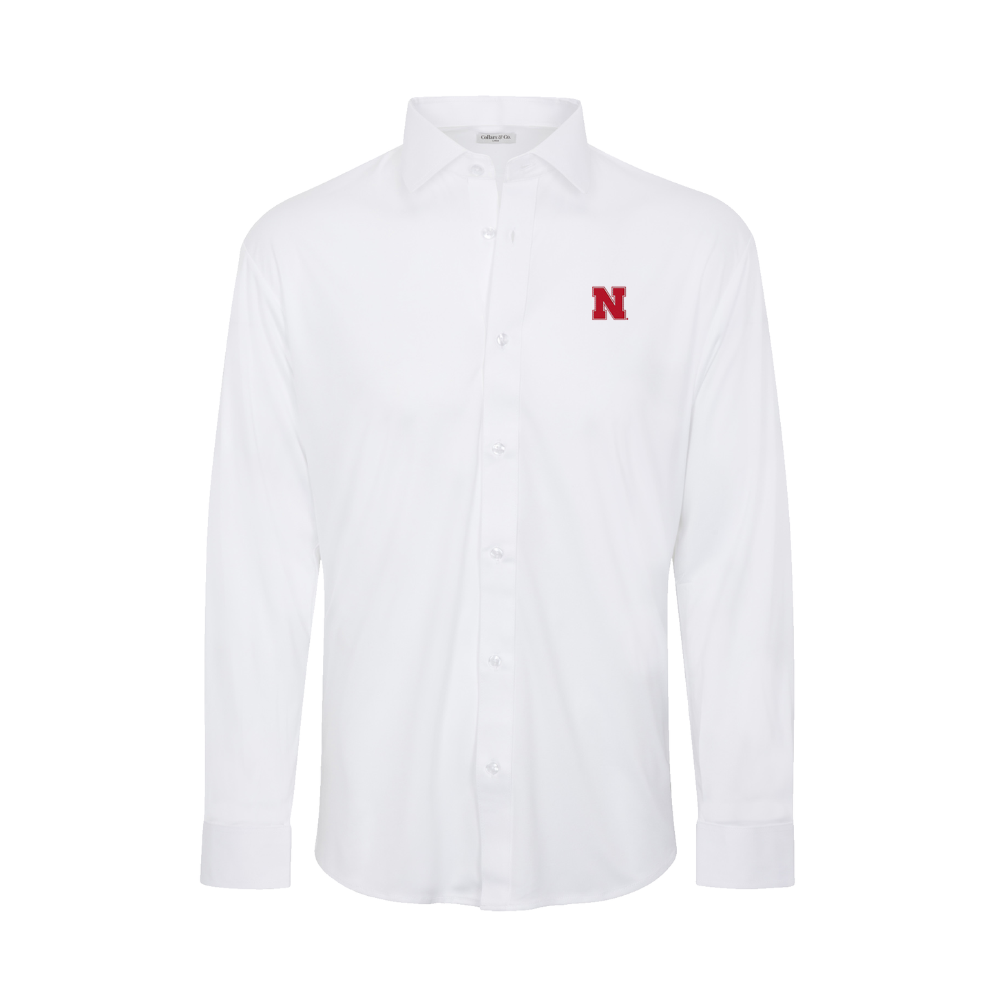 Nebraska Quattro Flex Dress Shirt with Semi-Spread Collar White