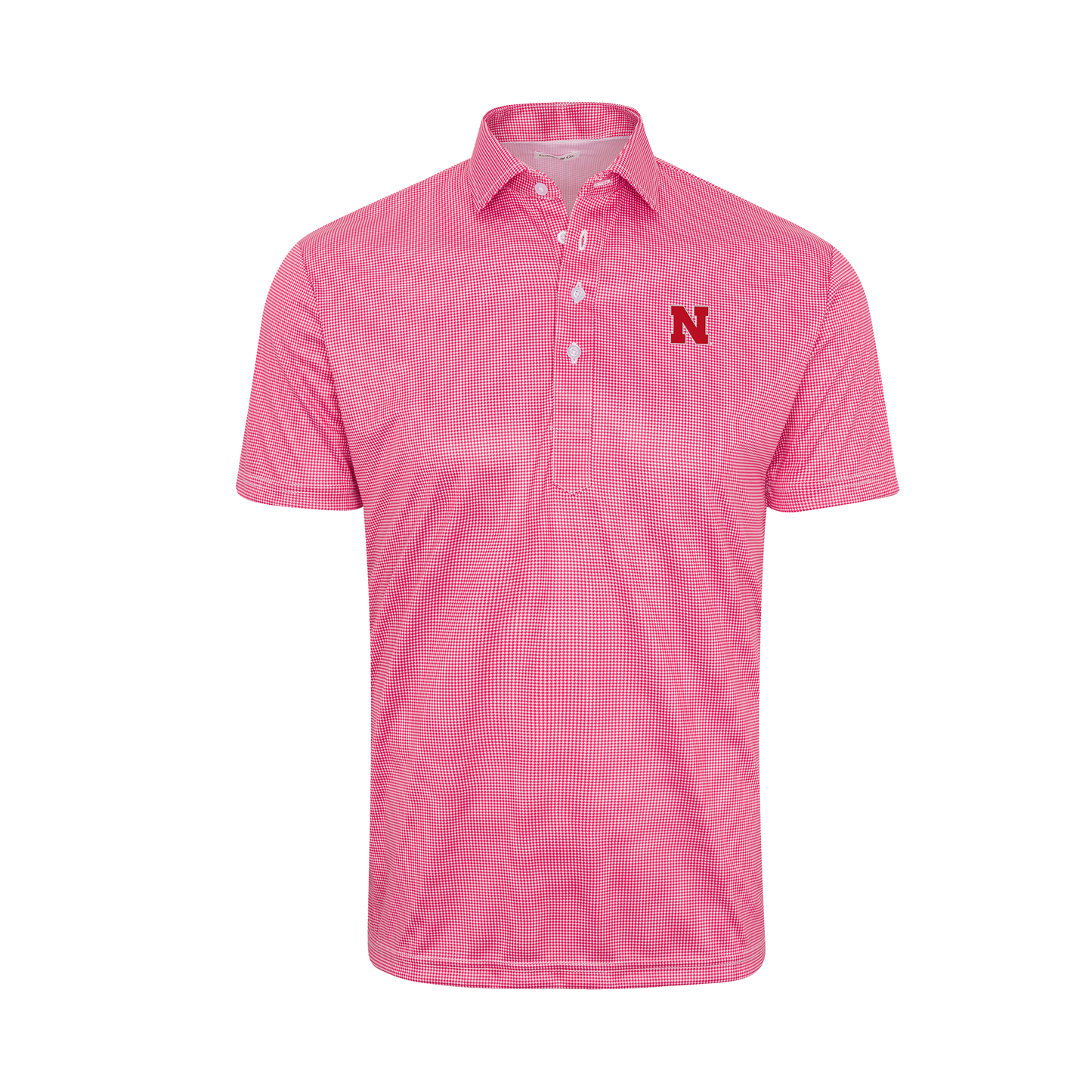 Nebraska Semi-Spread Collar Red Houndstooth