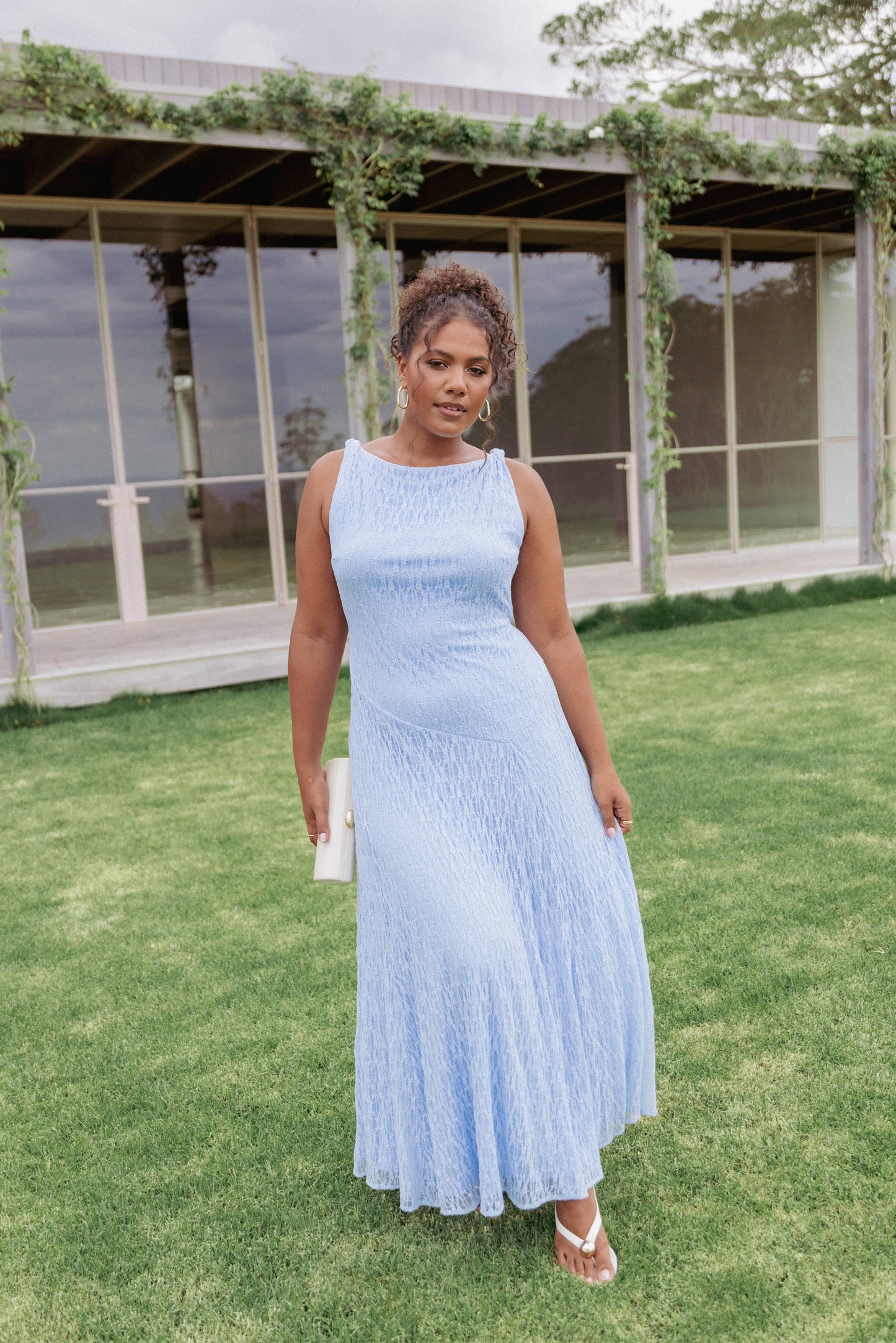 Kirsten Lace Maxi Dress - Cornflower Blue